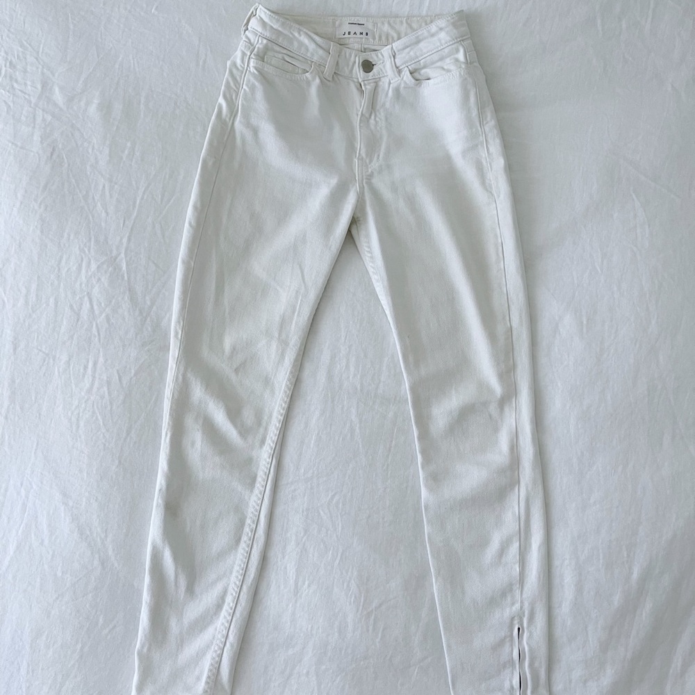 American Apparel white high waisted jeans